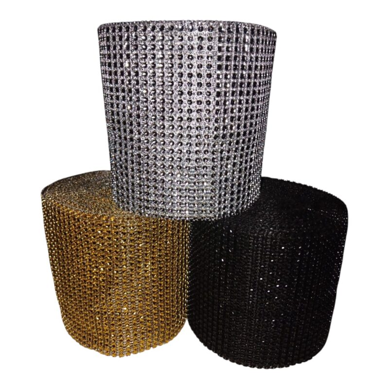 Falso Strass 24 Líneas Brillo Plastico  3 Colores X Metro
